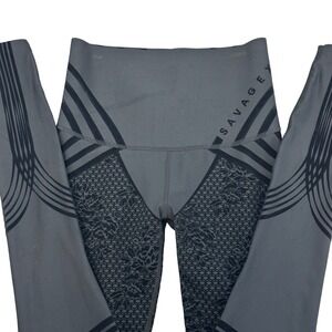 Savage X Fenty Womens Black Print High Waist Leggings Athleisure Size M